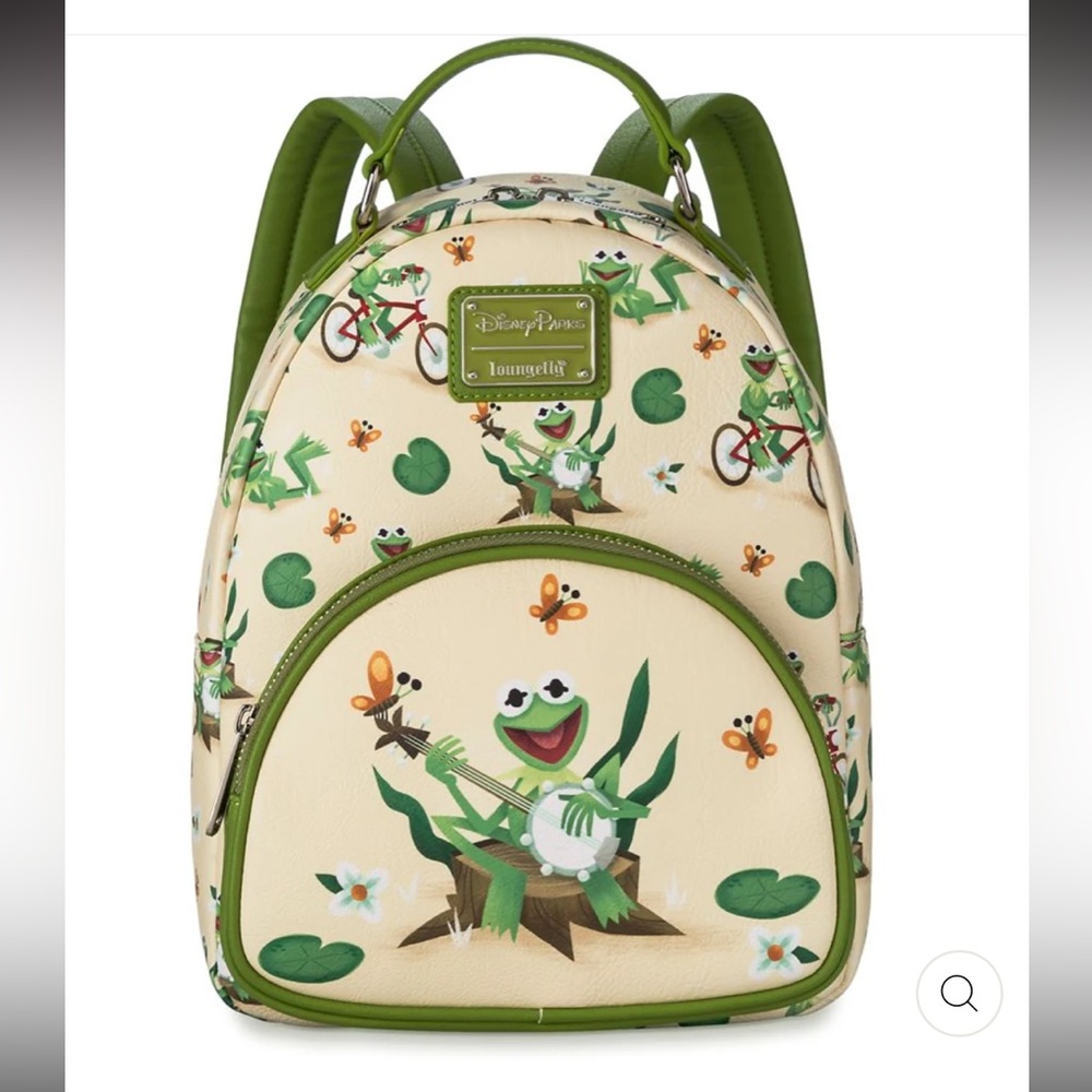 NWT! Disney Parks Loungefly Kermit The Frog Mini Backpack -bag Green